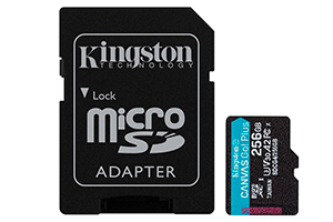 Memoria Flash microSD Kingston Canvas Go! Plus, 256GB, con adaptador SD